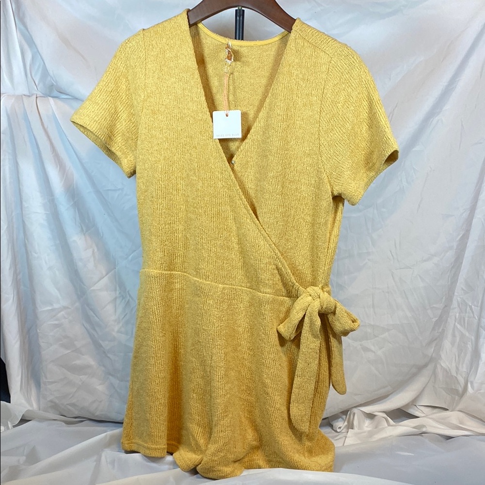 Yellow Wrap Short Sleeve Romper